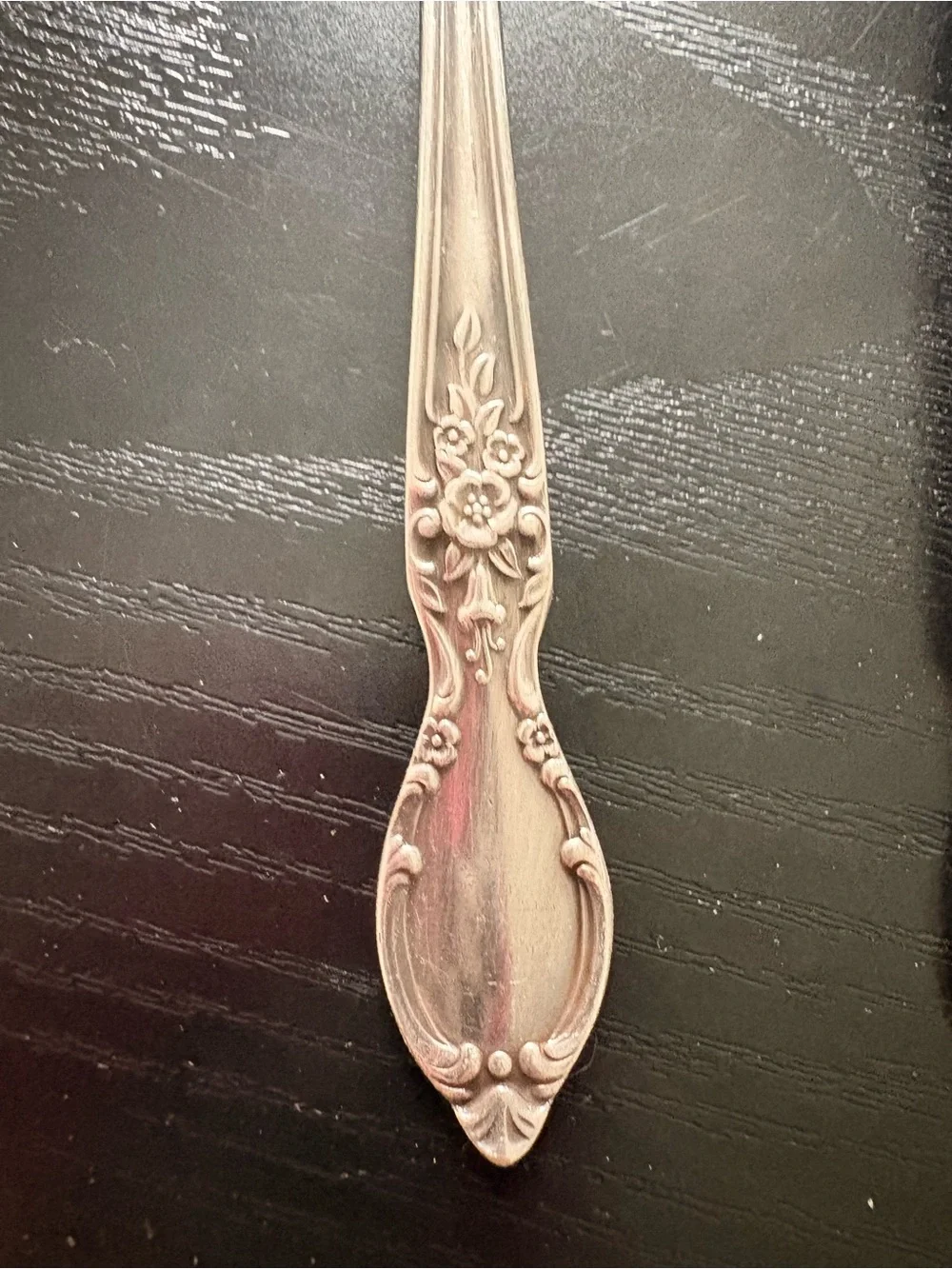Vintage Wm Rogers & Son Victorian Rose Floral Silver Plated Tea Spoons, Set of 3